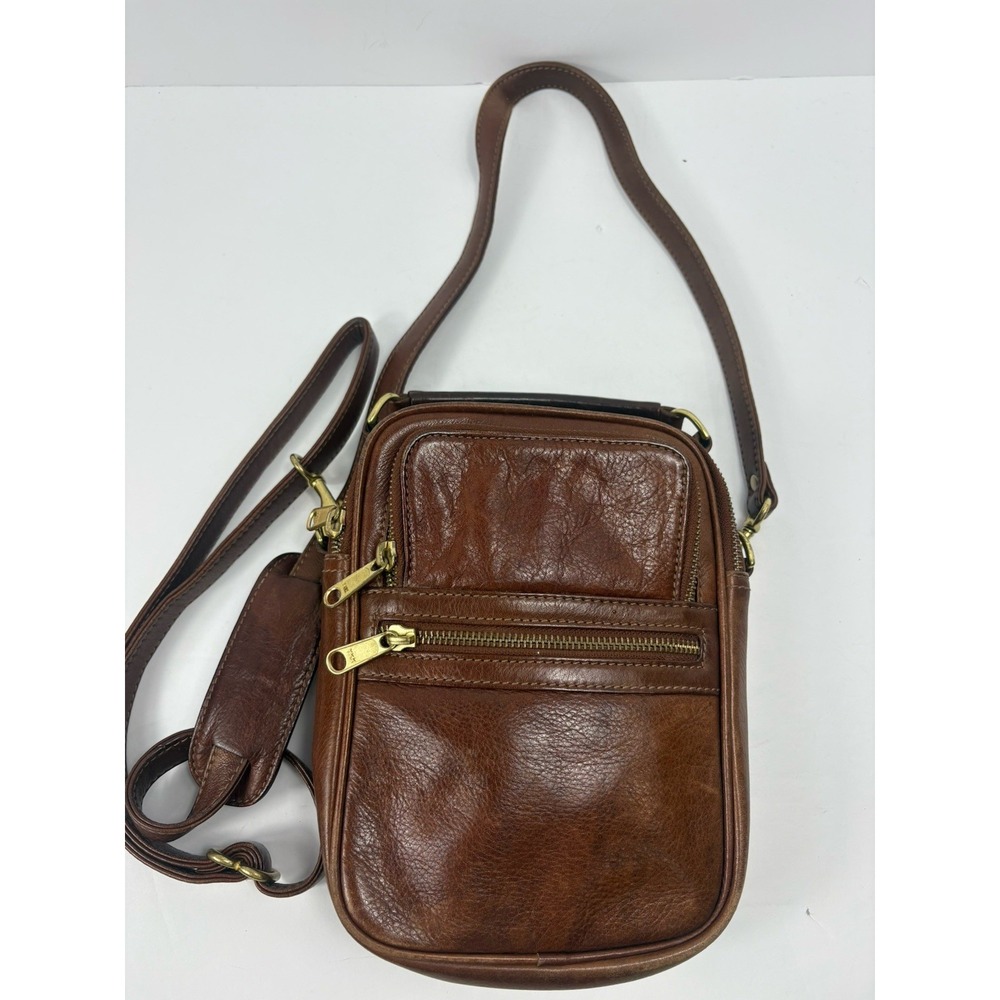Mowen Women's  Brown Leather Travel Cross Body Bag Zippers